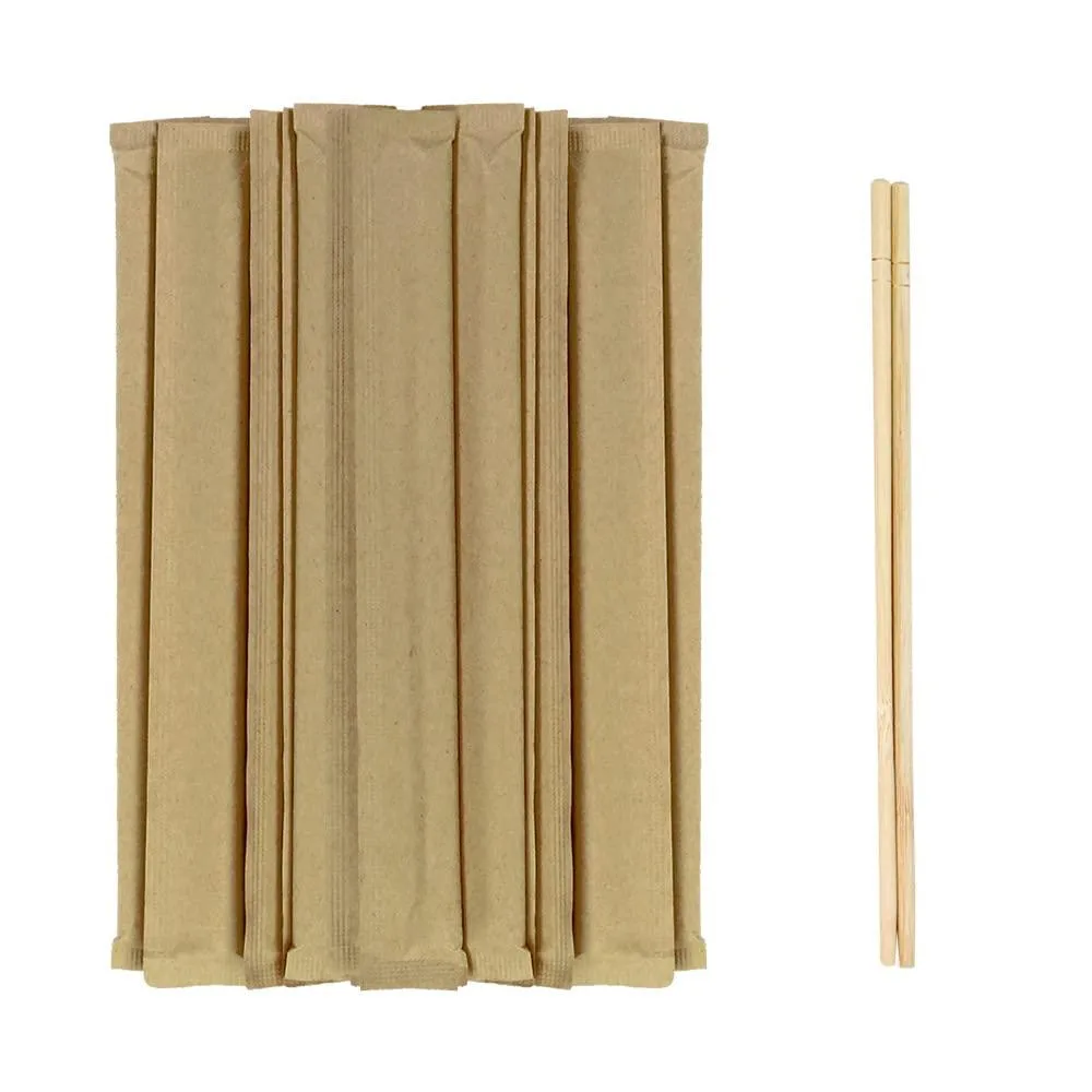 Bundle of 100 pairs of kraft bamboo chopsticks, 7.9 inches, light wood finish
