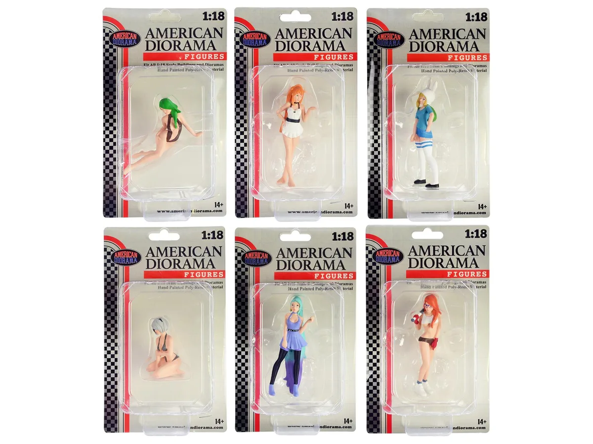 American Diorama American Diorama "Cosplay Girls" 1/18 Scale 6-Piece Figure Set hobby collectible — product photo