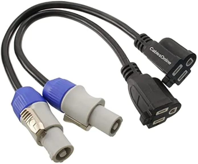 TAURKENAM TAURKENAM 2-Pack 1ft 16AWG Powercon to NEMA 5-15R Adapter Cord — product photo