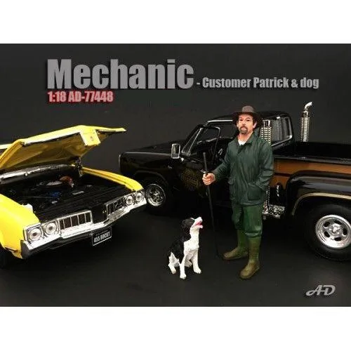 American Diorama American Diorama 1:18 Figure Customer Patrick and Dog — product photo