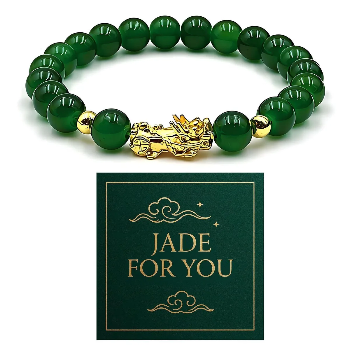  Long tiantian Green Nephrite Jade Pixiu Bracelet — product photo