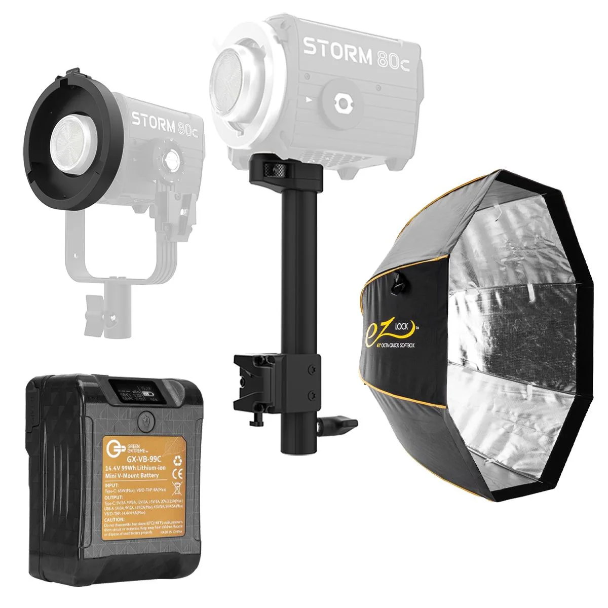 Aputure Aputure STORM 80c Handheld Bracket Bundle with Adapter Battery Softbox — product photo