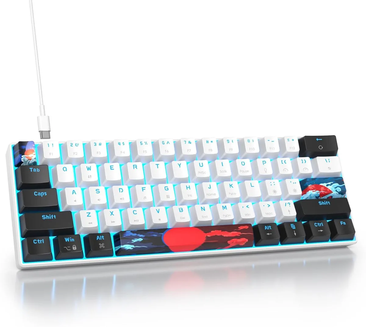usbroway usbroway 60% Mechanical Gaming Keyboard Linear Red Switch 61 White-Ice Blue — product photo