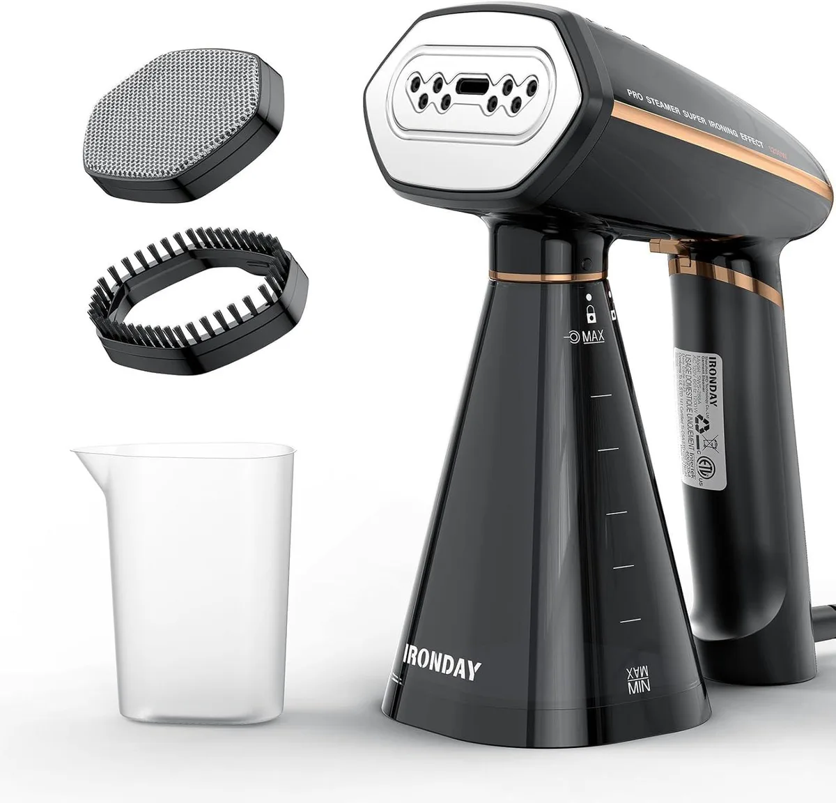  IRONDAY 1200W Handheld Garment Steamer &amp; Iron 2-in-1 350ml Black — product photo