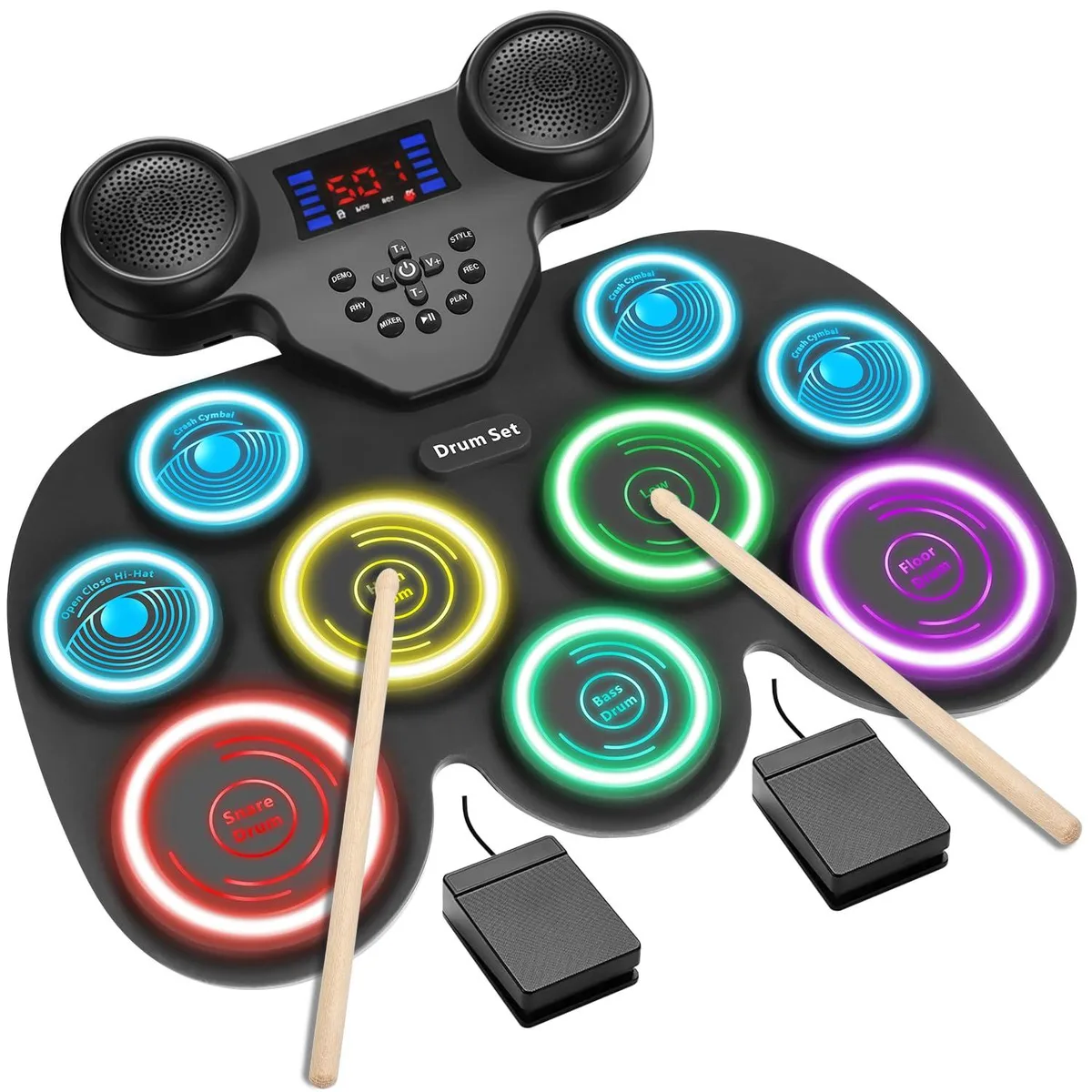  Alesis DRUMLIGHT 9-Pad Electronic Drum Kit 7-Color LED — product photo