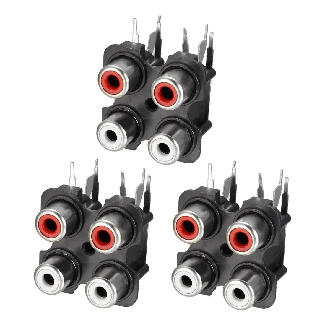 Unique-Bargains Unique-Bargains PCB Panel Mount 4 RCA Socket Female Jack Audio Video AV Connector Black 6pins 3Pcs — product photo