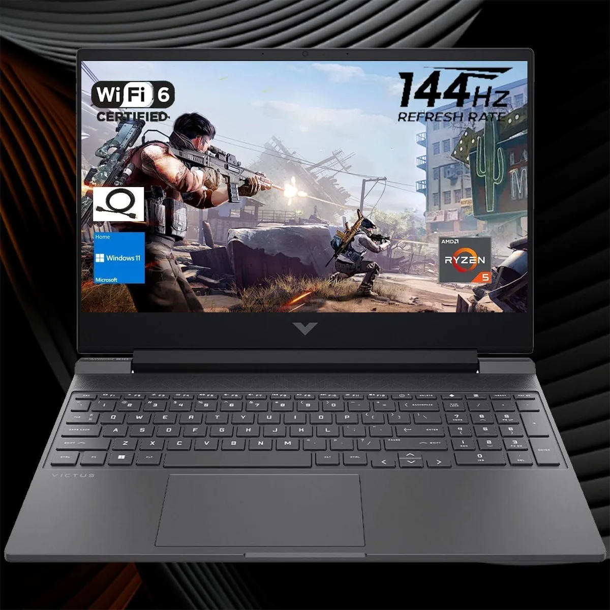 HP HP Victus 15.6 FHD 144Hz Ryzen 5 7535HS Radeon RX 6550M 32GB DDR5 2TB Mica Silver laptop — product photo