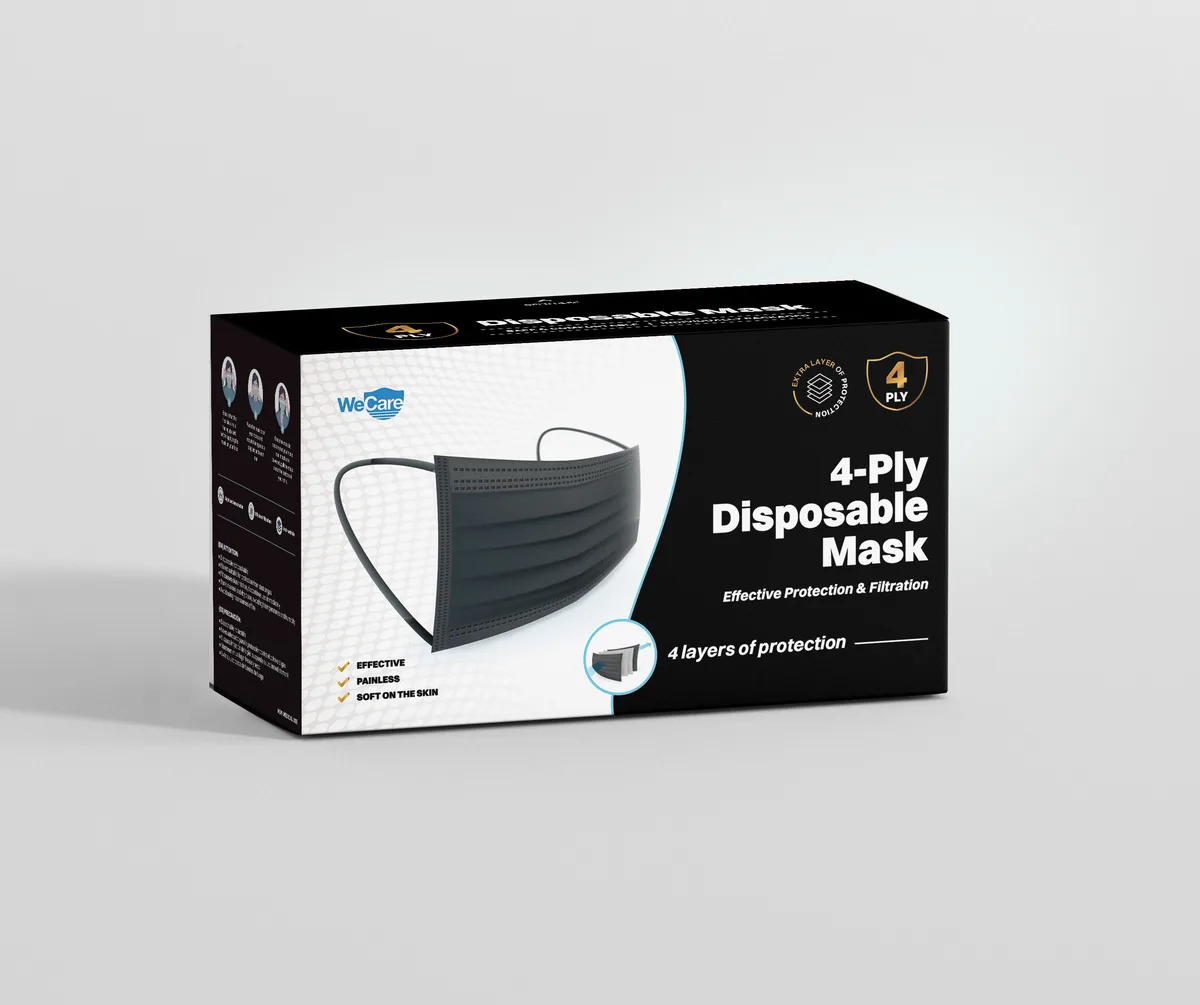 WeCare WeCare HS-700-4PLY-BLK 4-Ply Face Mask 50 Pack Black — product photo