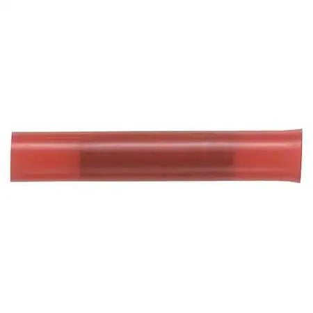Red nylon butt splice connector, cylindrical, 1.15 in long
