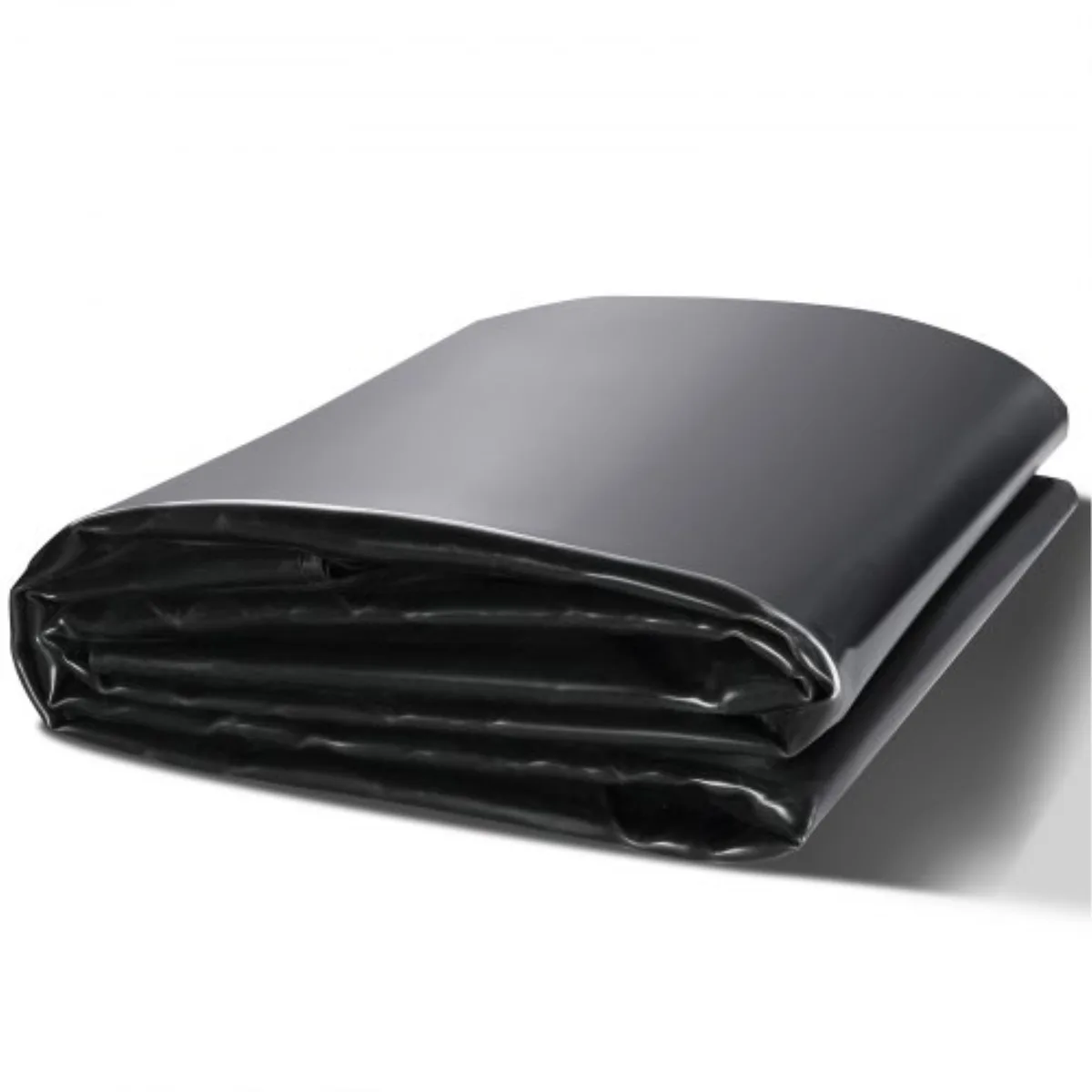 Large rectangular black EPDM pond liner sheet folded flat 20 by 25 ft 45 mil thick