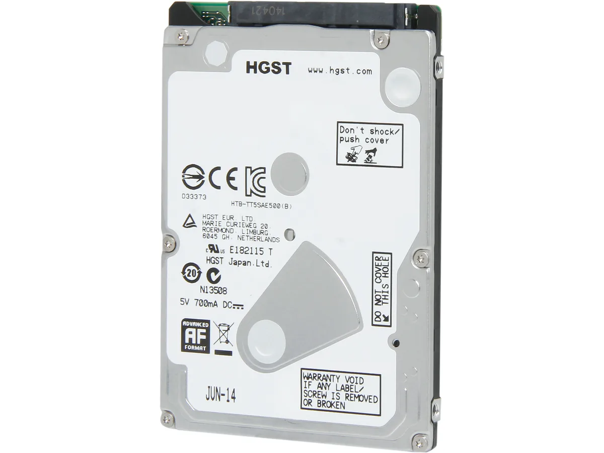 HGST HGST Travelstar Z5K500 0J38065 500GB 5400 RPM 8MB Cache SATA 6.0Gb/s 2.5" 7mm laptop hard drive — product photo