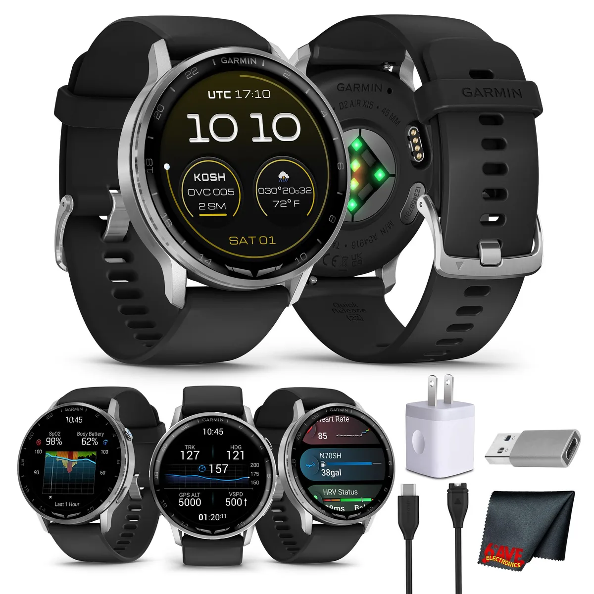 Garmin Garmin D2 Air X15 Smartwatch Silver Black Band 1.4 AMOLED — product photo