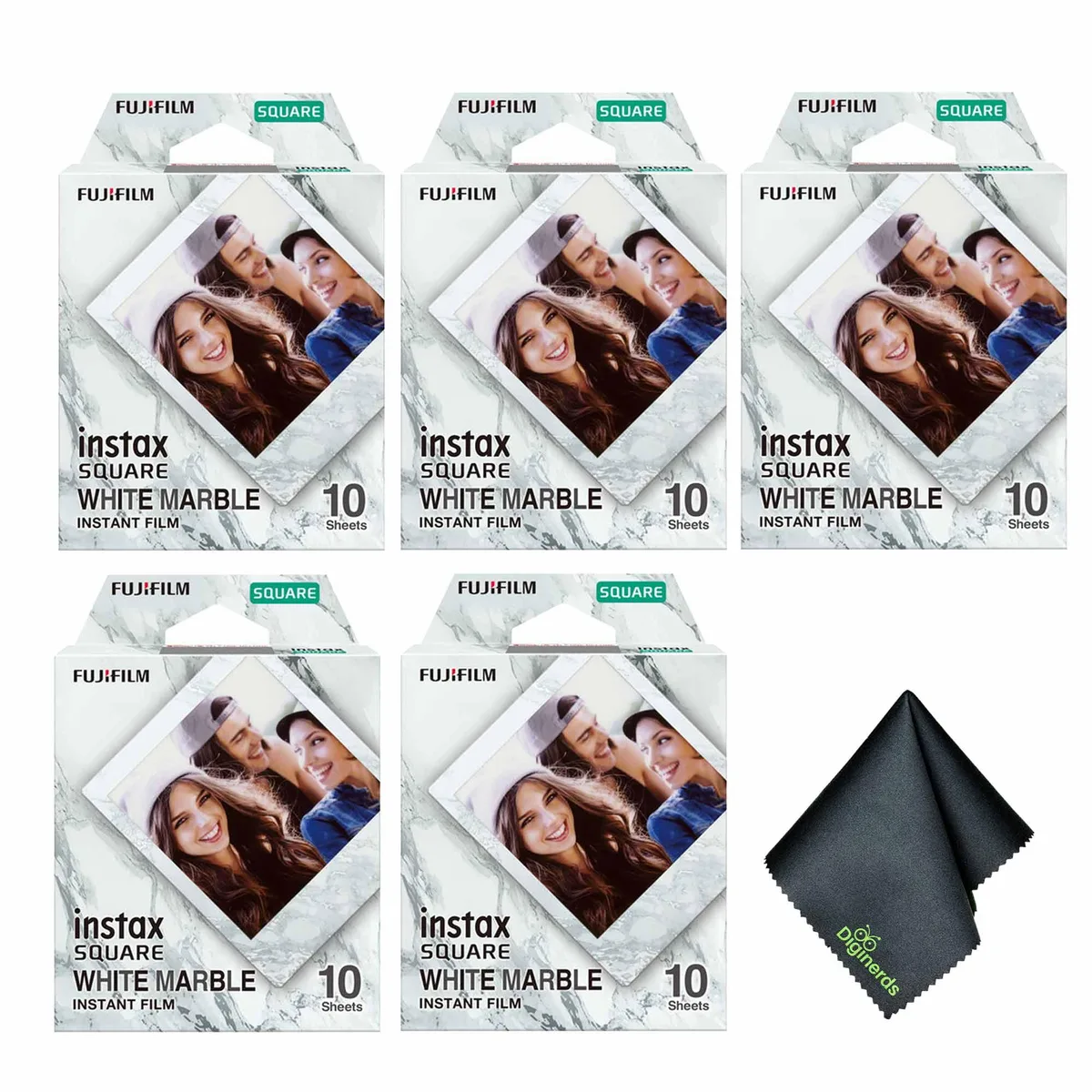 FUJIFILM FUJIFILM INSTAX SQUARE White Marble Film 10 Exposure Bundle with Cloth — product photo