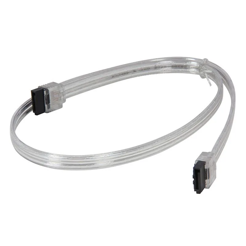 Silver 24-inch SATA III cable with straight locking connectors