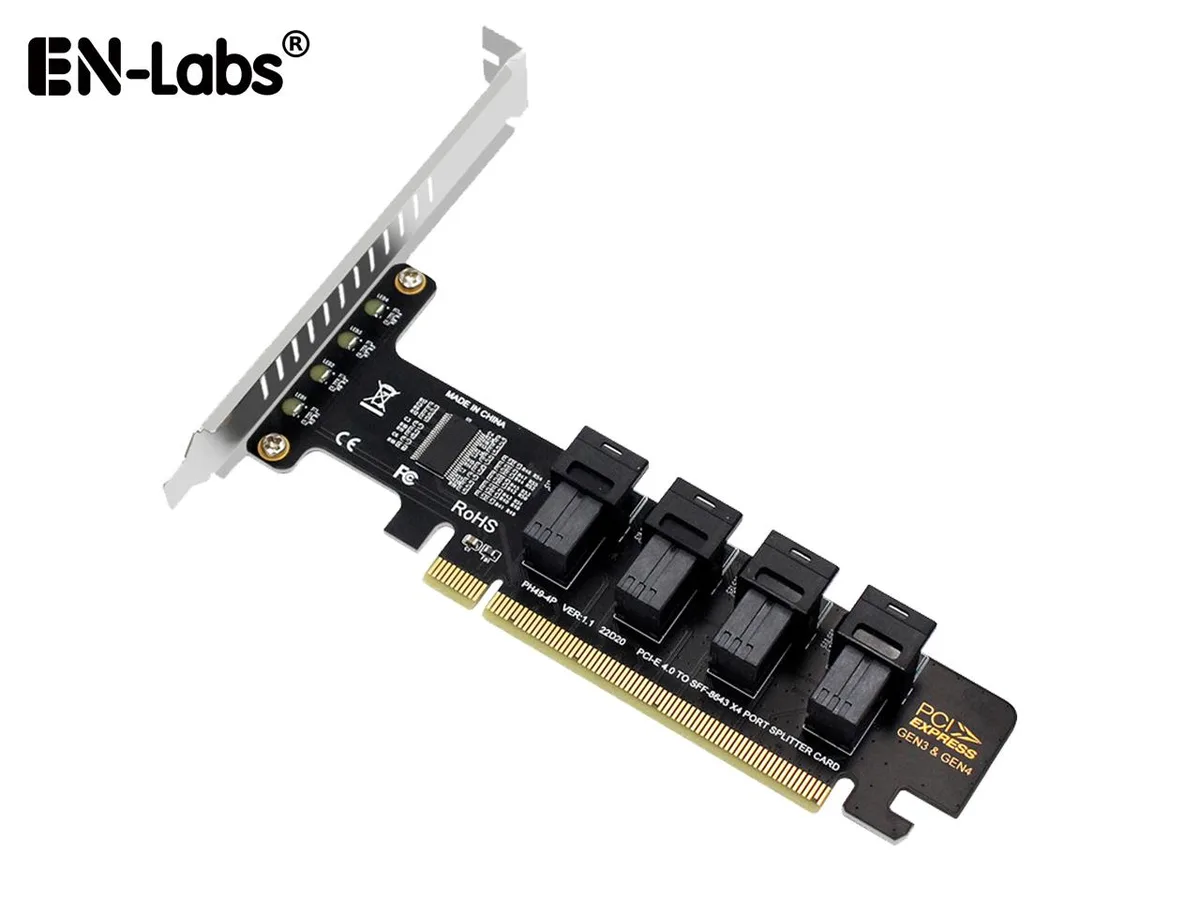 EN-Labs EN-Labs Quad U.2 NVME SSD to PCIe 4.0/3.0 x16 Expansion Card — product photo
