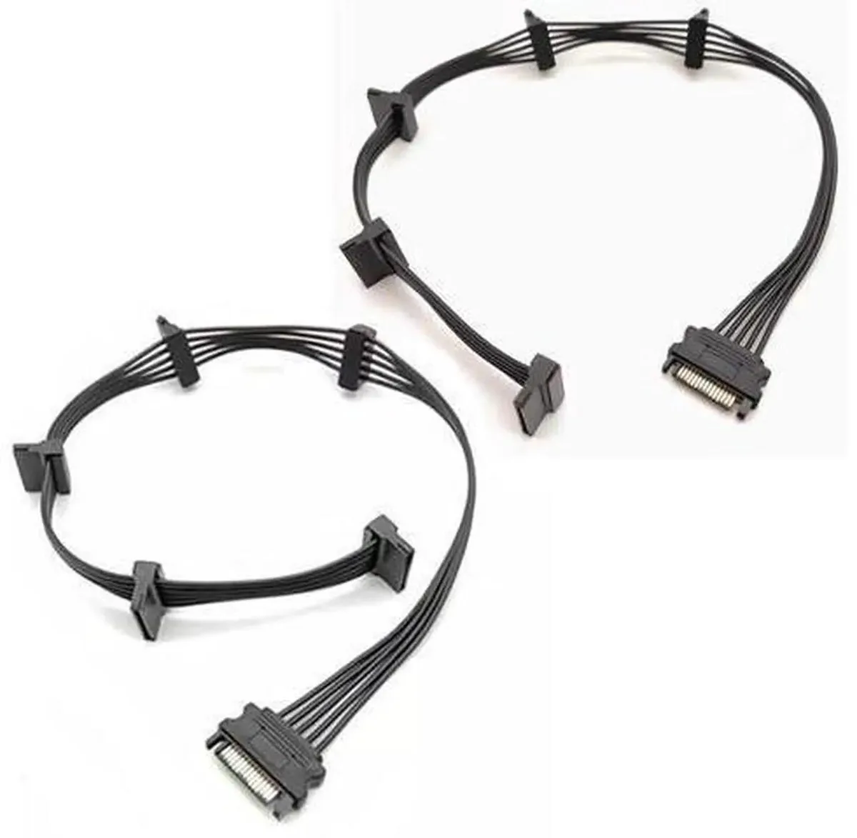 SMUGDESK SMUGDESK 2Pack SATA Power Splitter Cable 15Pin Male to 5×Female 500mm Black — product photo