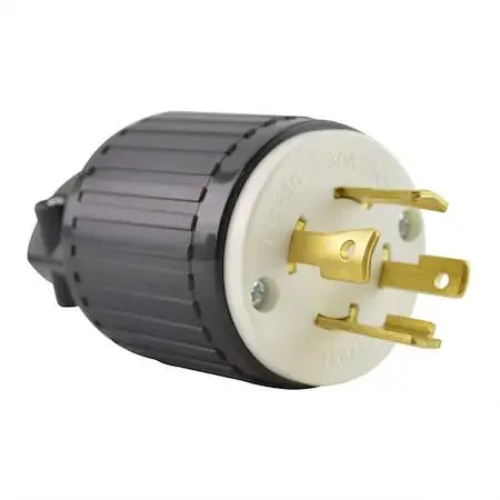 Industrial twist-lock plug, four screw terminals, yellow housing
