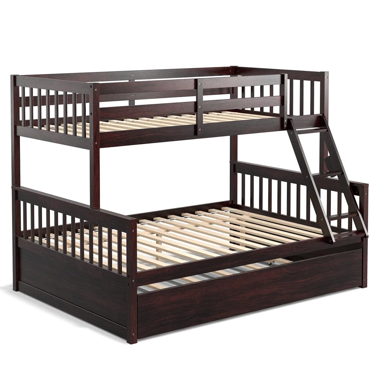 SlickBlue SlickBlue Twin Over Full Convertible Bunk Bed with Twin Trundle Espresso — product photo