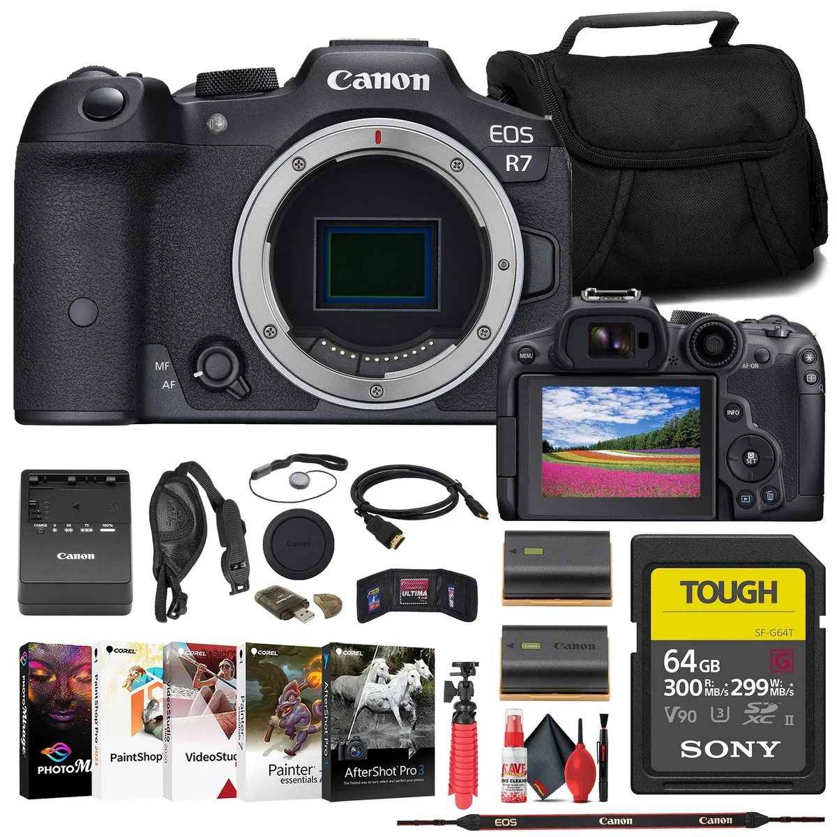 Canon Canon EOS R7 Mirrorless Camera Kit with 64GB TOUGH SD Card and Bag — product photo