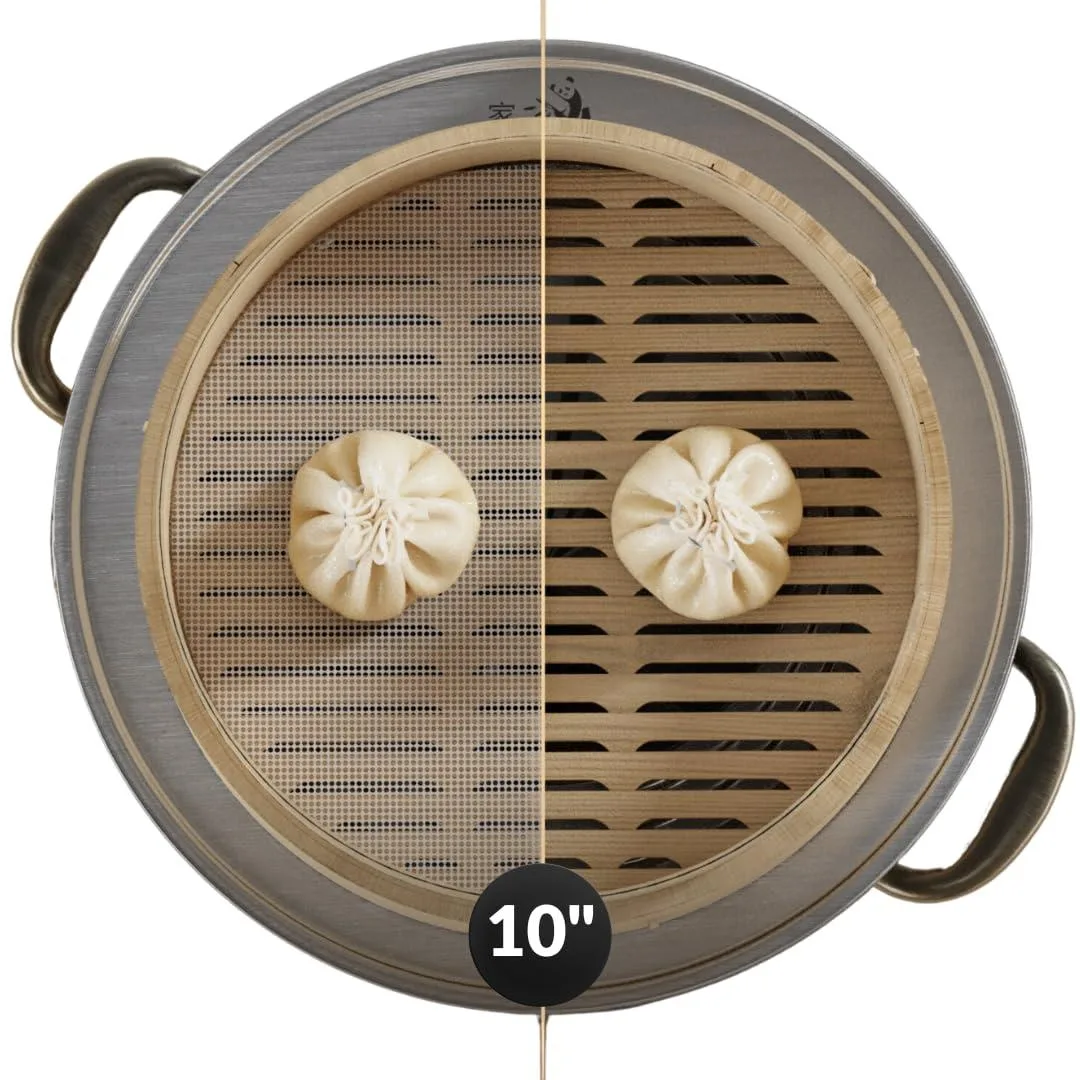 Six round 10-inch silicone steamer liners in a stack
