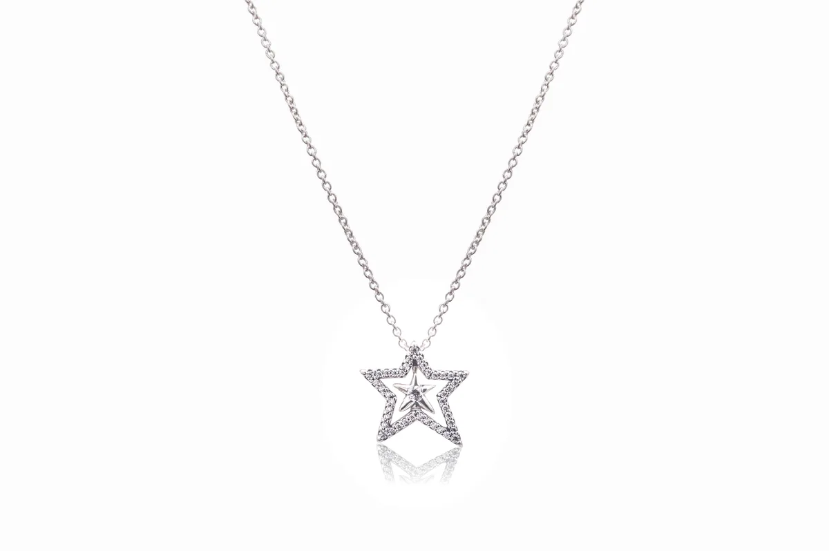 PANDORA PANDORA Pave Asymmetric Star Collier Necklace Silver Tone — product photo