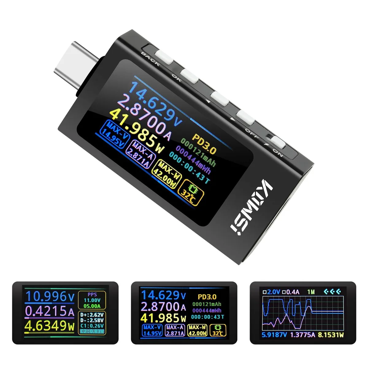 FORIOT Type-C tester with 1.14-inch IPS display and CNC metal shell