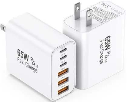 LUCKYASIN XHD-PD65W3C3A 65W 6-Port USB Charger White — product photo