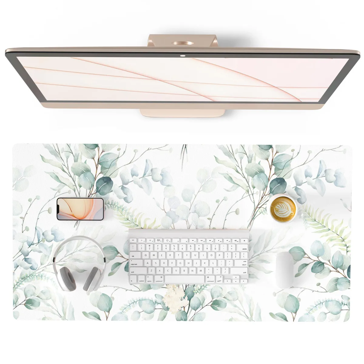 KEHIPI KEHIPI DP-6135-PDP-1 Mouse Pad 31.5" x 15.7" Eucalyptus Leaf — product photo