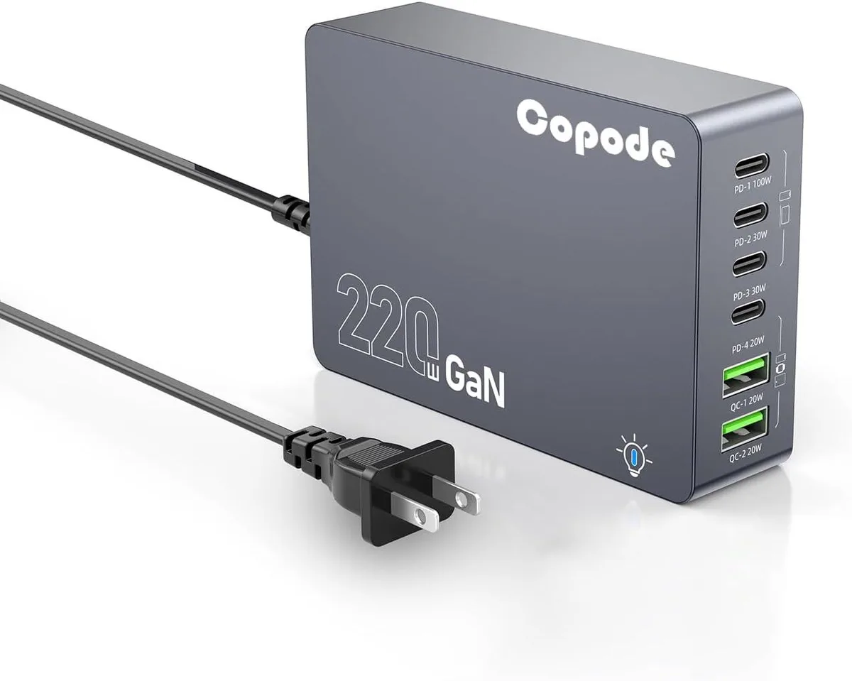 ONITOON ONITOON 220W 6-Port GaN Charger 100W USB-C Gray — product photo