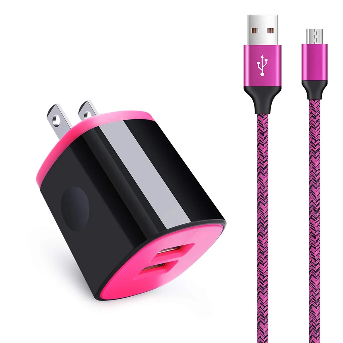 No Sew No Sew USB charger BP1805 2.1A dual port 6FT micro USB cable Rose — product photo