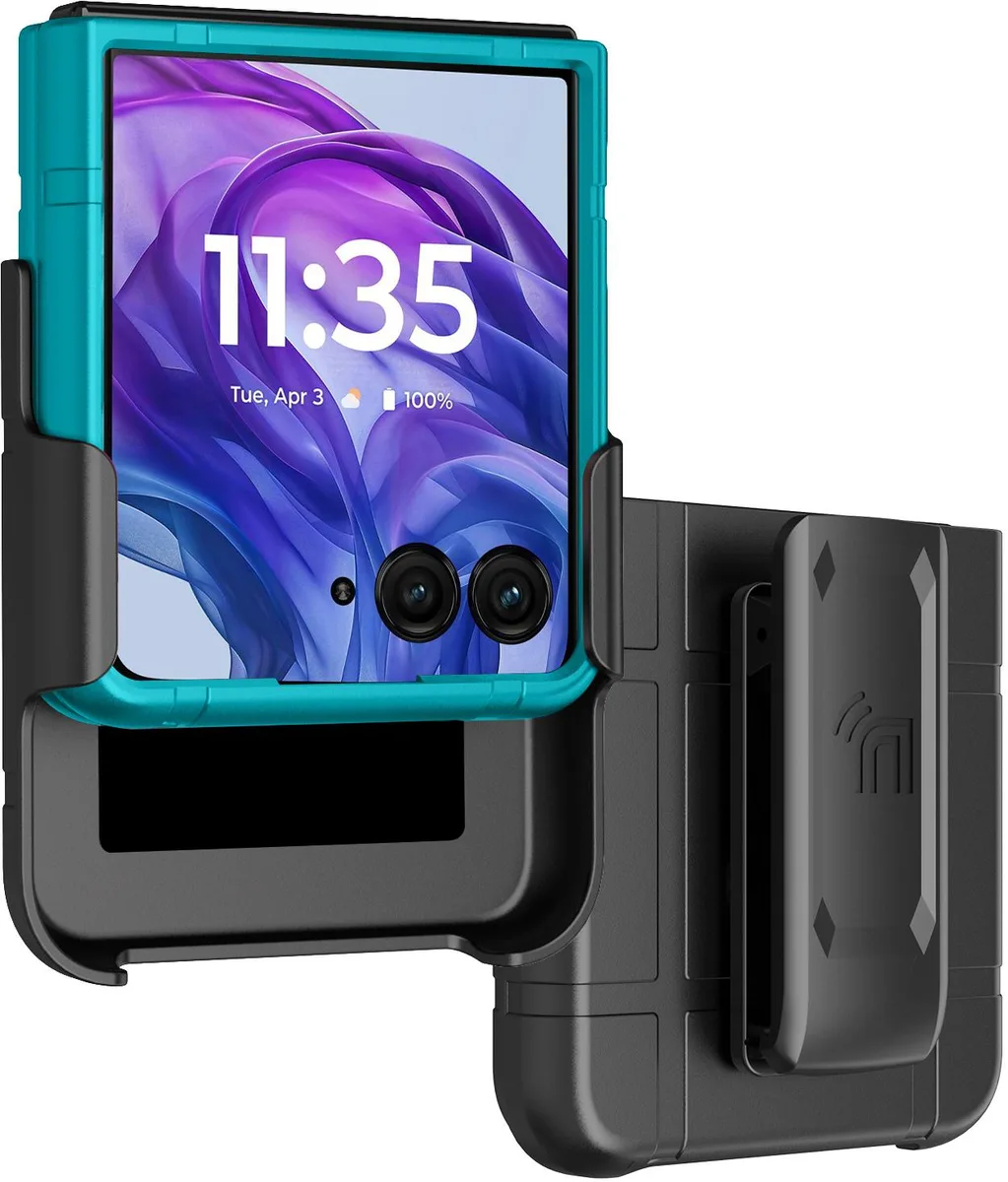 Nakedcellphone Nakedcellphone Case and Belt Clip for Motorola RAZR+ 2024 2025 2026 Teal Mint — product photo