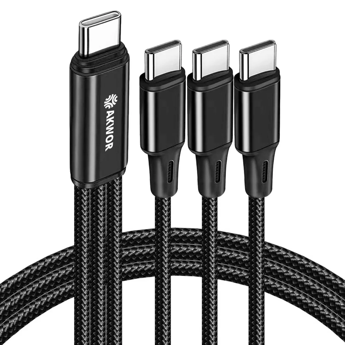  AKWOR Samsung Gala 3-in-1 USB-C Splitter Cable 60W 3.3 ft Black — product photo