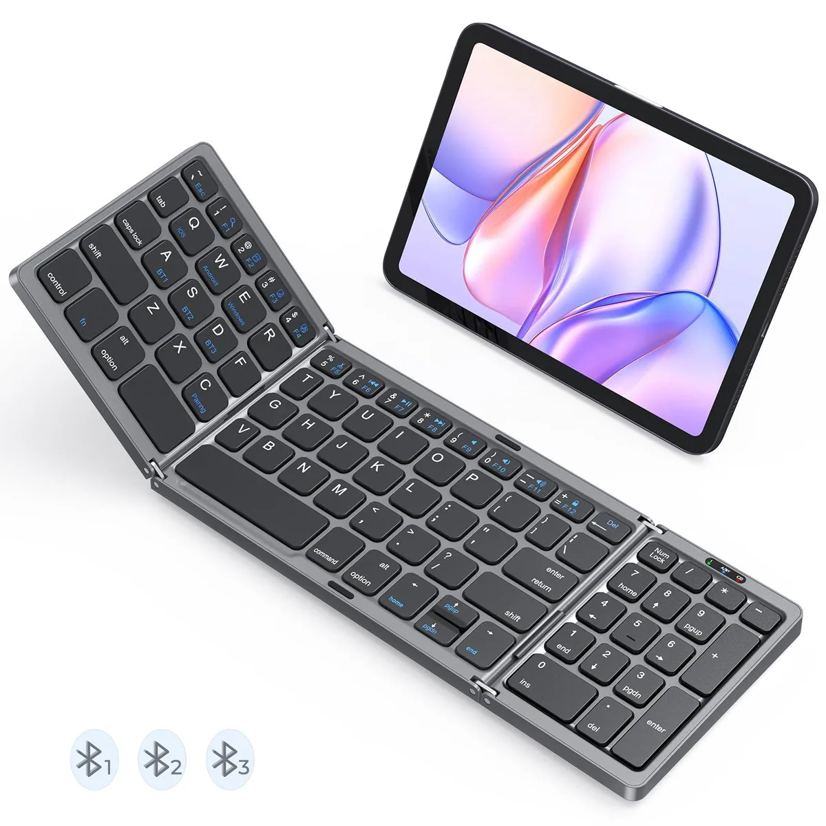  Redragon Foldable Bluetooth Keyboard 81-Key Black 3-Device 60h 120d 7.41oz — product photo