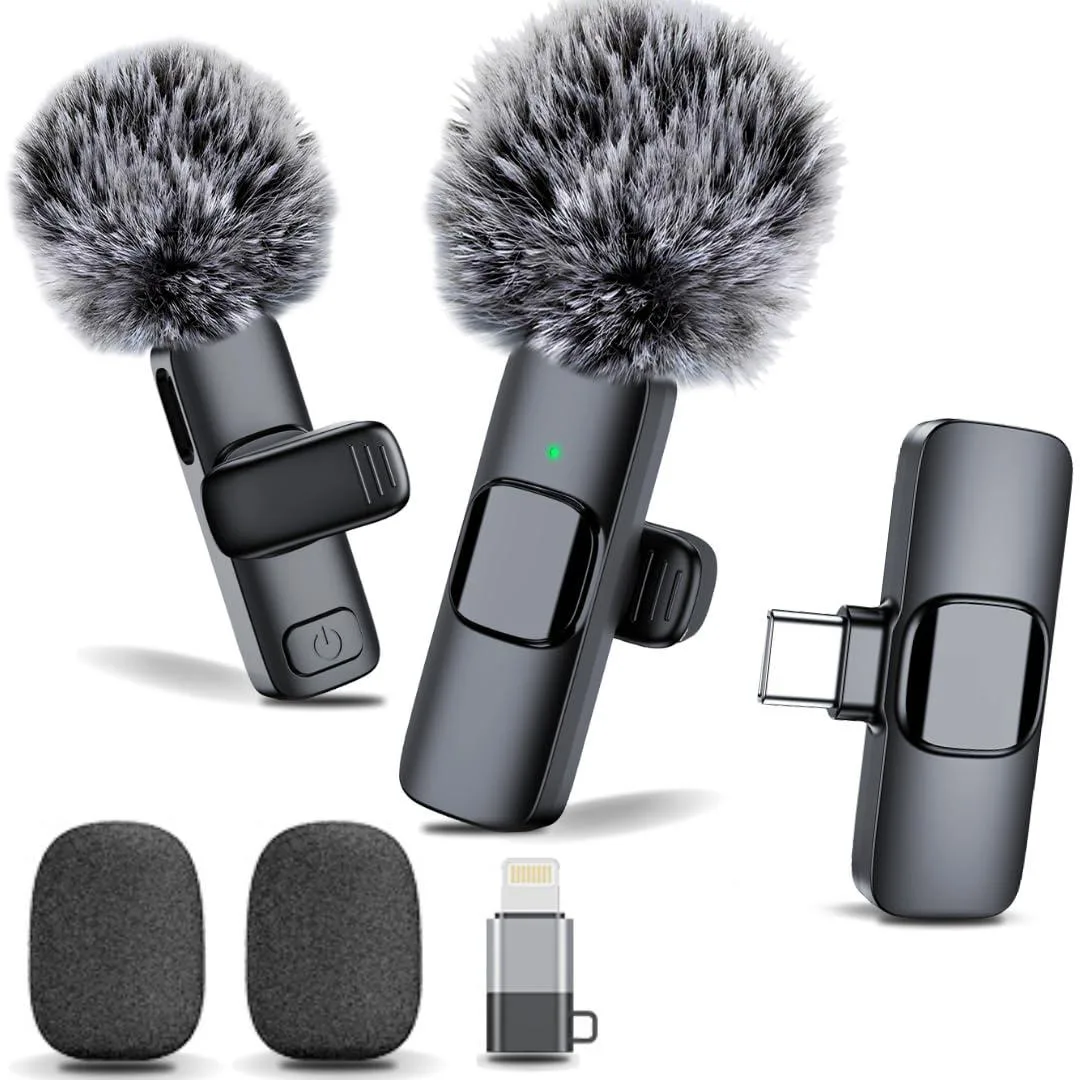 Generic Lavalier Microphone Nomad1 2 Pack Wireless Clip-On with Lightning USB-C Receivers 6H Battery — product photo