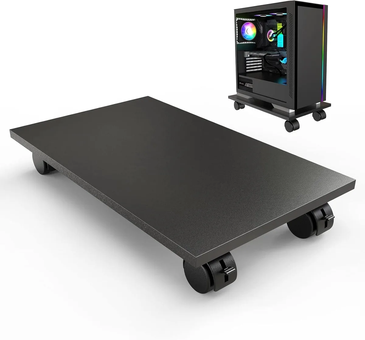PISKEKAT PISKEKAT Mobile CPU Tower Stand 15.7×9.5×2.8 in 100 lb Black — product photo