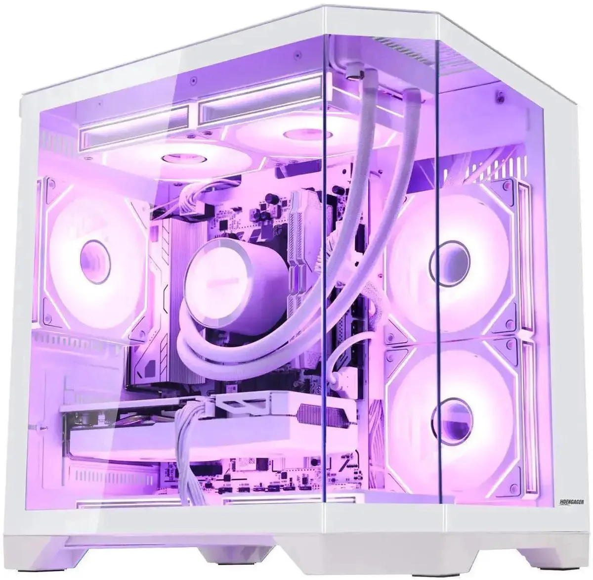 Hoengager Hoengager Gaming PC Ryzen 7 7800X3D RTX 5060 Ti 32GB DDR5 3TB White Liquid Cooler — product photo