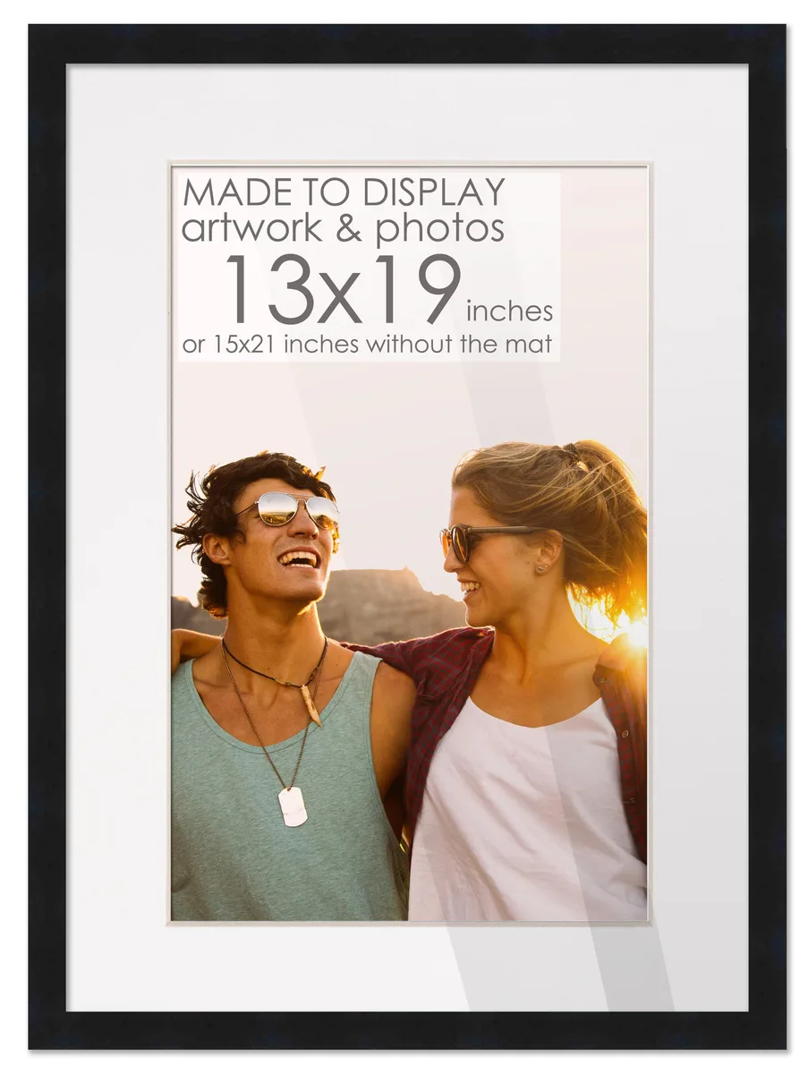 CustomPictureFrames.com CustomPictureFrames.com 15x21 Black Frame with 12.5x18.5 White Mat for 13x19 Image — product photo