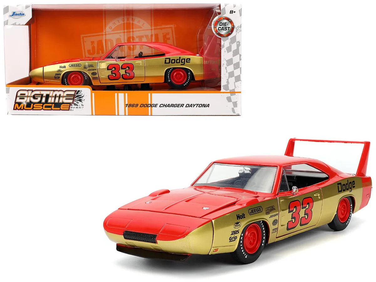 Jada Jada 1969 Dodge Charger Daytona #33 Red Gold Metallic 1/24 Diecast — product photo