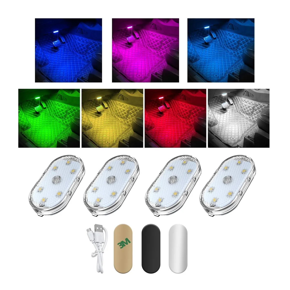 4 PCS Wireless LED Lights for Car Interior Colorful — product photo