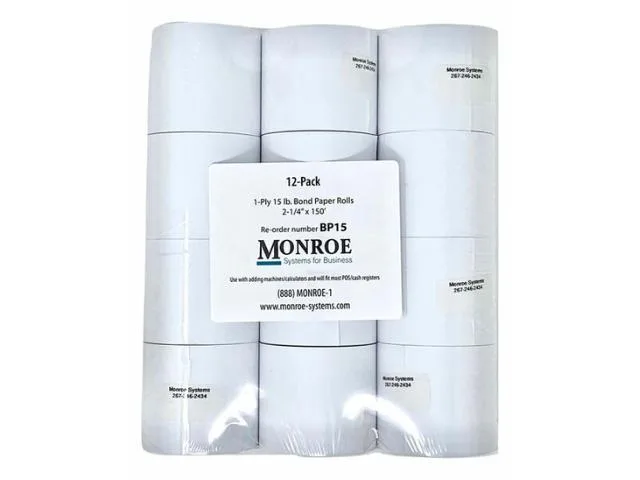 Monroe Systems for Business Monroe Systems for Business 15 lb Bond Paper Rolls 2 1/4" x 150' 12 Rolls — product photo