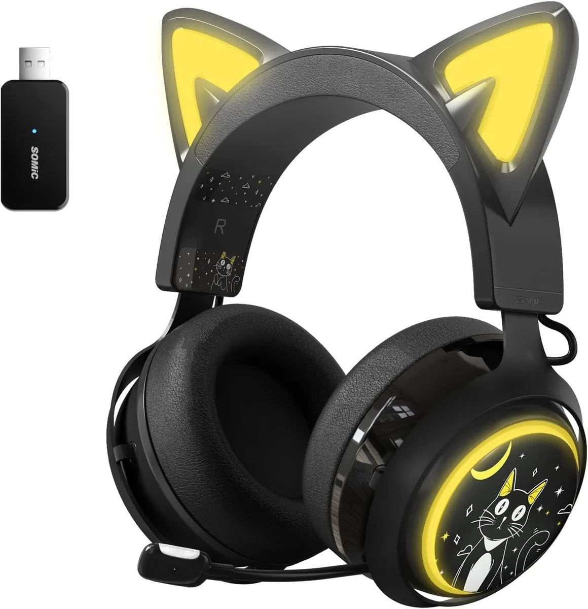 Mickey Technology Mickey Technology GS510 Cat Ear Headset 2.4GHz Wireless 7.1 Surround 50mm Drivers RGB Black — product photo