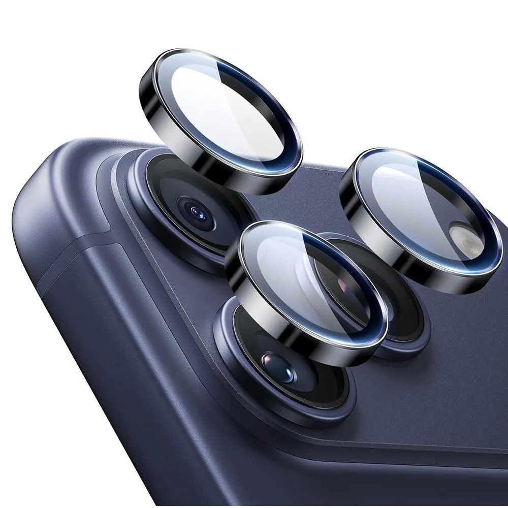 Black tempered-glass lens protectors for iPhone 14 to 17 Pro models