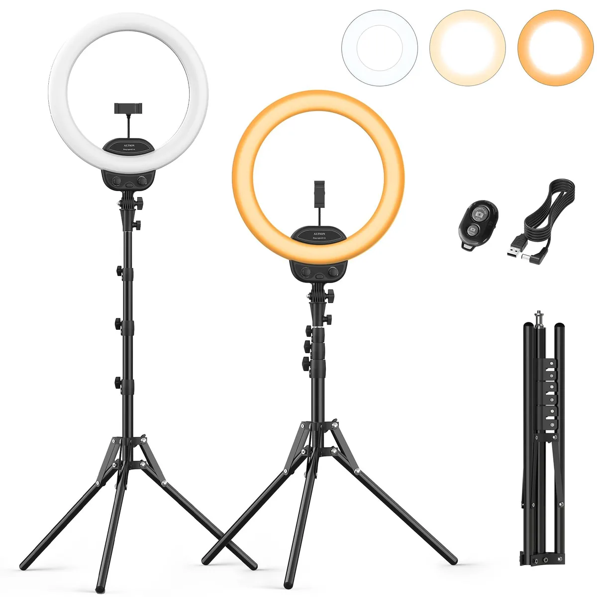 Neewer YJ-AT14S 14" Ring Light Kit with 63" Tripod & Phone Holder — product photo