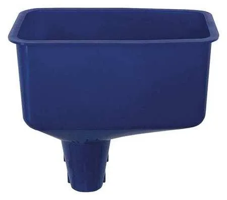 Blue polypropylene funnel with tapered spout, 26 oz capacity