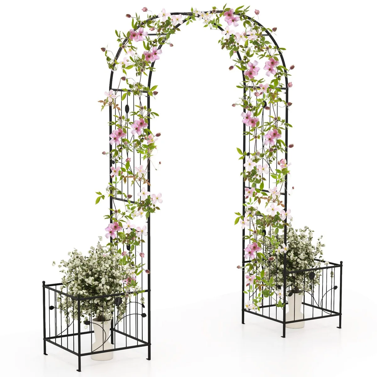 SlickBlue SlickBlue 2 in 1 Garden Arbor with 2 Side Planters Black — product photo