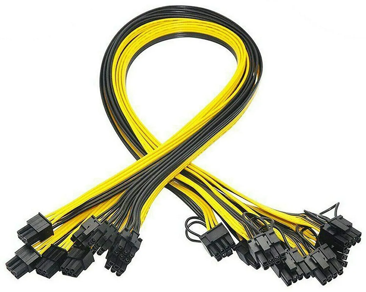  12x 6 Pin PCI-E to 8 Pin (6+2) PCI-E Male-to-Male GPU Power Cable 50cm — product photo
