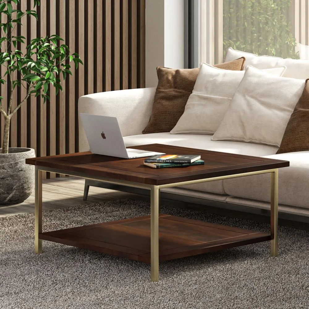 tuphen tuphen Skyler Square Coffee Table Dark Brown Gold 34x34x18 — product photo