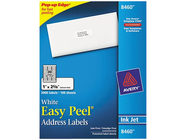 Avery Avery 8460 Easy Peel Address Labels 1.00" x 2.63" 3000 mailing supply — product photo