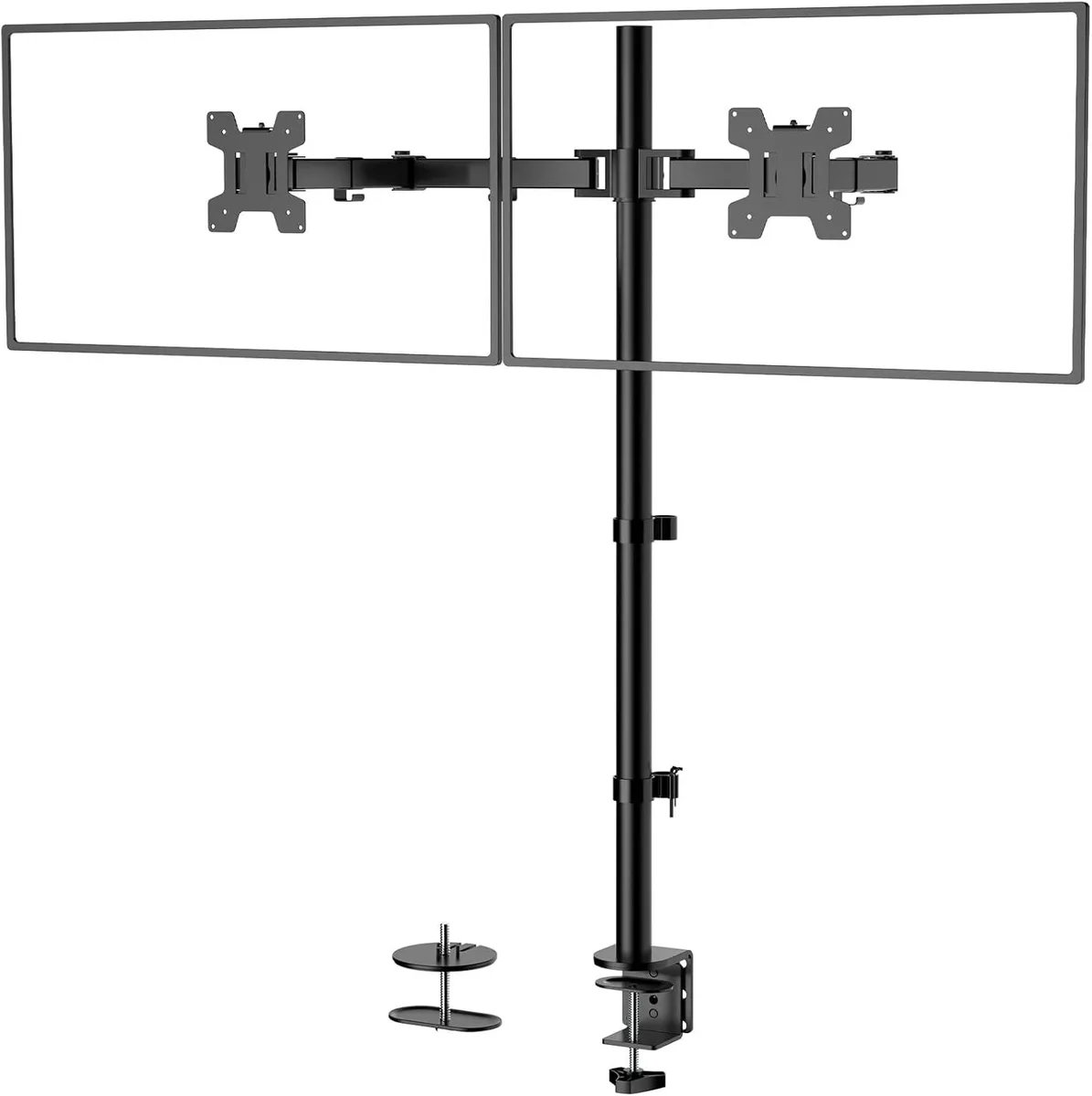 PISKEKAT PISKEKAT Extra Tall Dual Monitor Mount 27 in 22 lb 31.5 in Pole Black — product photo