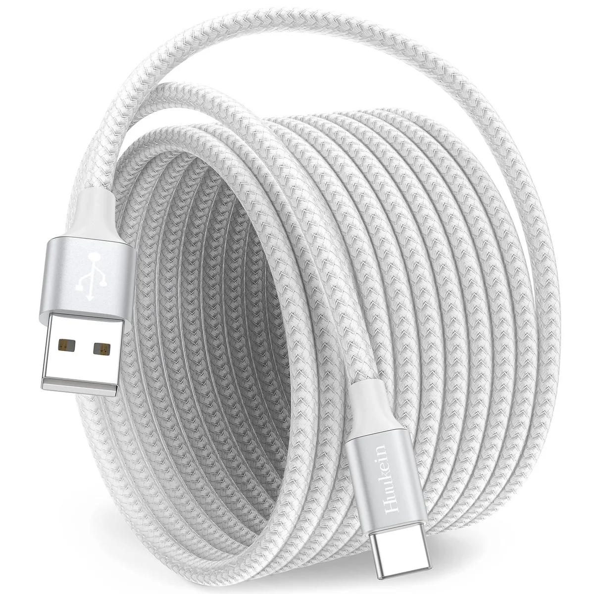  Huukein S22 USB-A to USB-C Cable 15ft 3A White — product photo